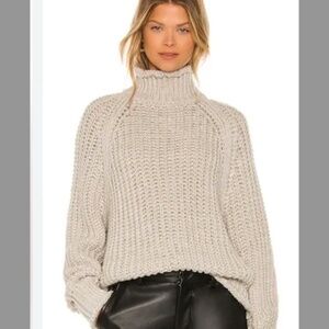 LBLC The Label Jules Chunky Knit Funnel Neck Cropped Sweater Size Large